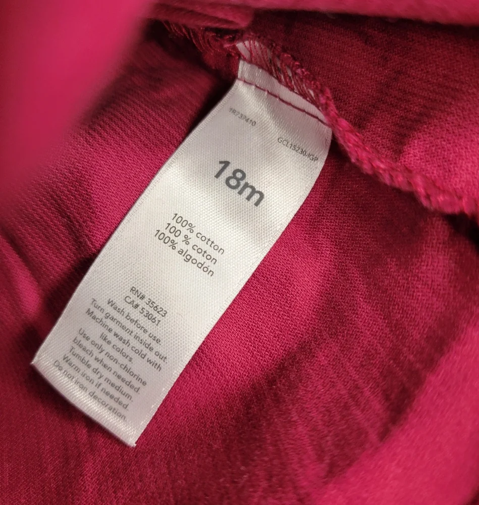 nwot carters 100% cotton courduroy red dress,  18 months